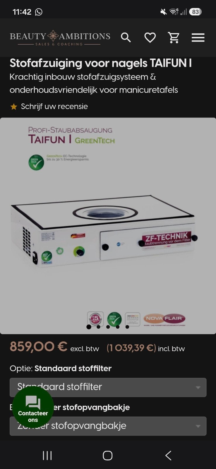 stof afzuiging Taifun 1 complete nagelstudio, Ophalen, Zo goed als nieuw, Overige typen
