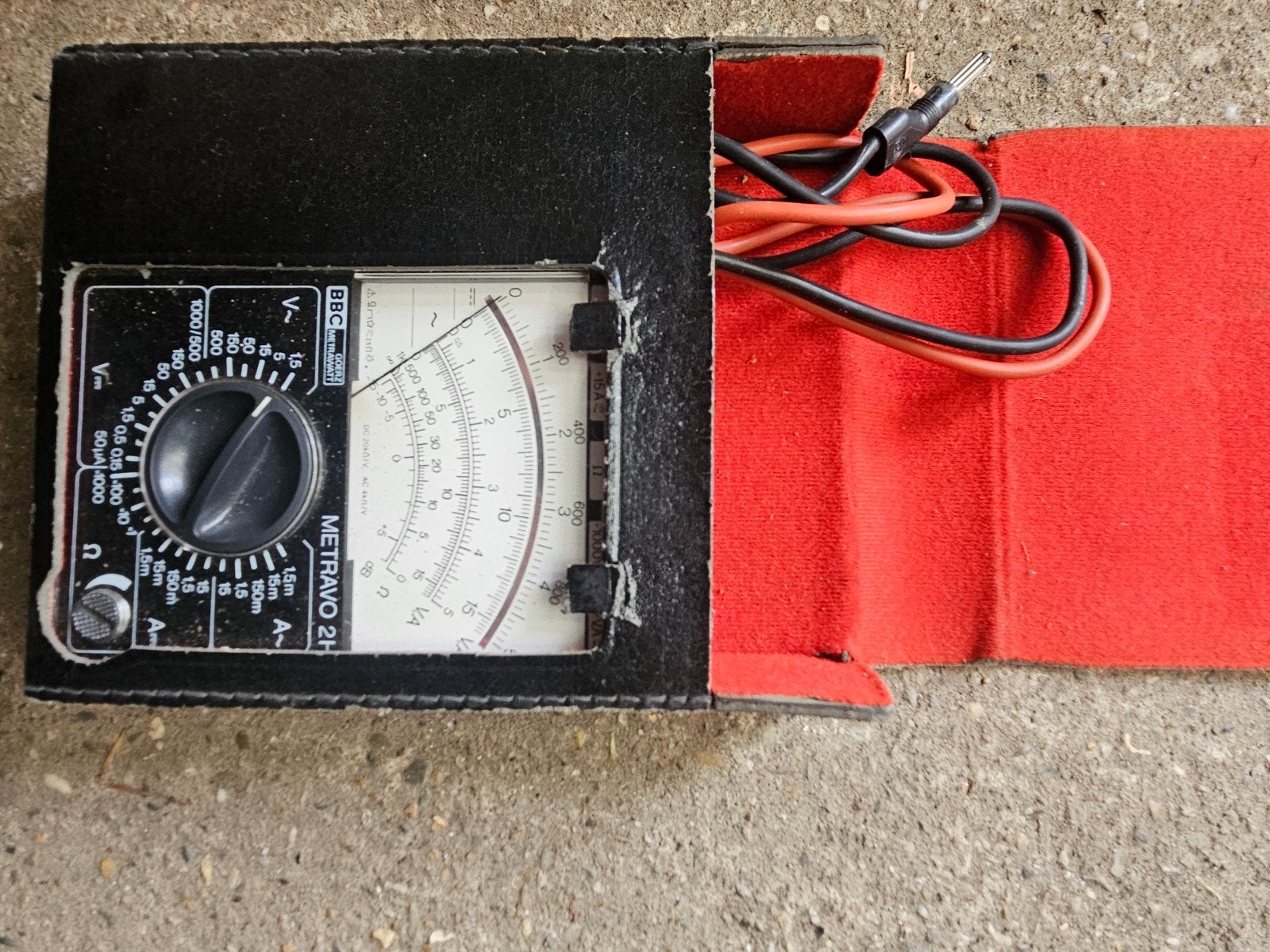 Vintage BBC Metravo 2H Multimeter met lederen etui, Ophalen of Verzenden, Gebruikt, Multimeter
