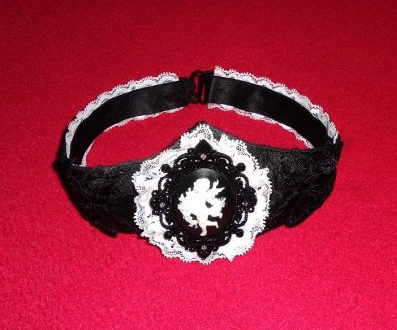 Choker Victoriaans Camee Dickens Festival, Overige materialen, Verzenden, Zwart, Nieuw
