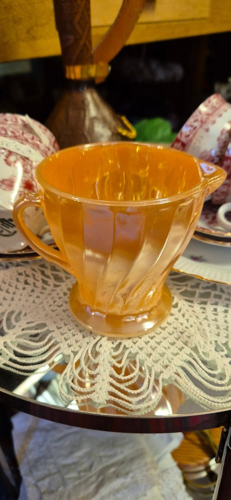 Vintage Fire-King Peach Luster handvat Melk Kan anderdoelein, Ophalen of Verzenden