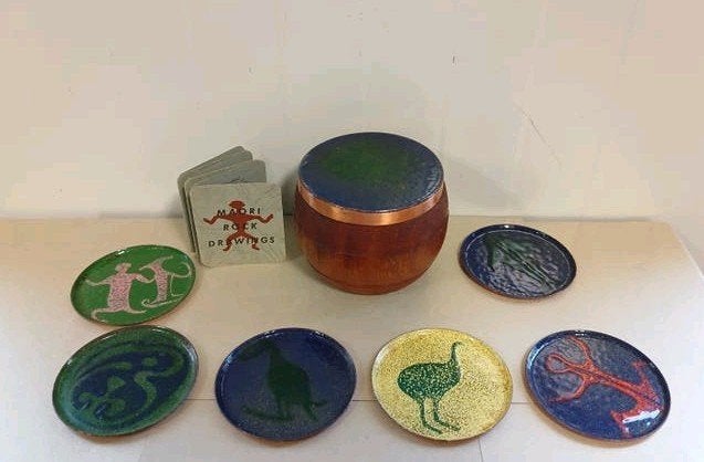 Nieuwe Maori Rock Drawings onderzetters met houder, Glasonderzetter, Ophalen of Verzenden, Met houder, Metaal