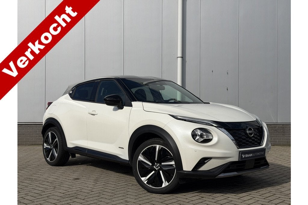 Nissan Juke 1.6 Hybrid N-Design Automaat | Bose | Navi | 360, Auto's, Nissan, 1300 kg, Gebruikt, 4 cilinders, Wit