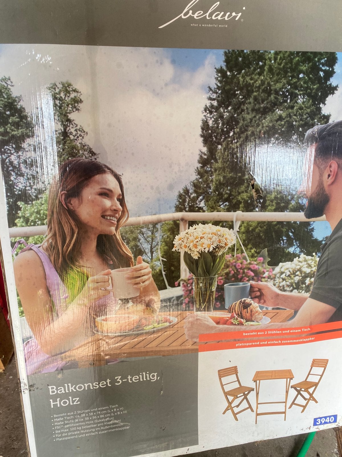 Bistroset 3-delig, Nieuw, Tuinset, Hout, Ophalen