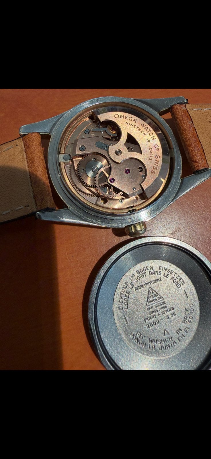 Omega heren Automatic uit 1954 -19 JewelsWaffle/Honeycomb!!, Sieraden, Tassen en Uiterlijk, Ophalen, Met bandje, Polshorloge, 1930 tot 1960