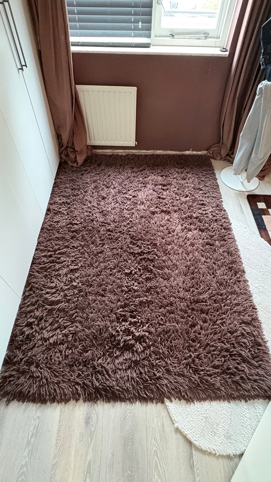 Bordeaux paars hoogpolig vloerkleed - 160x230 goed als nieuw, Ophalen, 100 tot 150 cm, Paars, Zo goed als nieuw