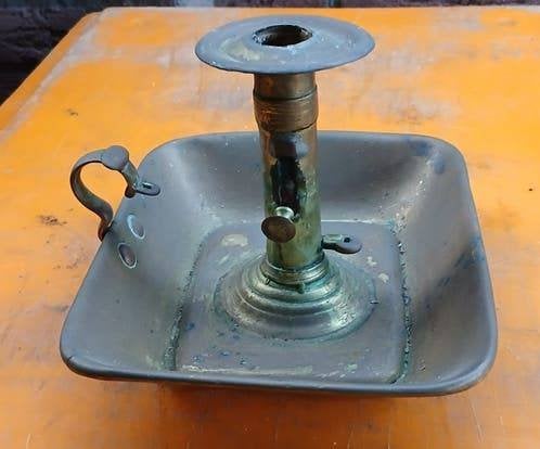 Antieke vintage oor messing kaarsen kandelaar, Ophalen of Verzenden, Koper of Brons
