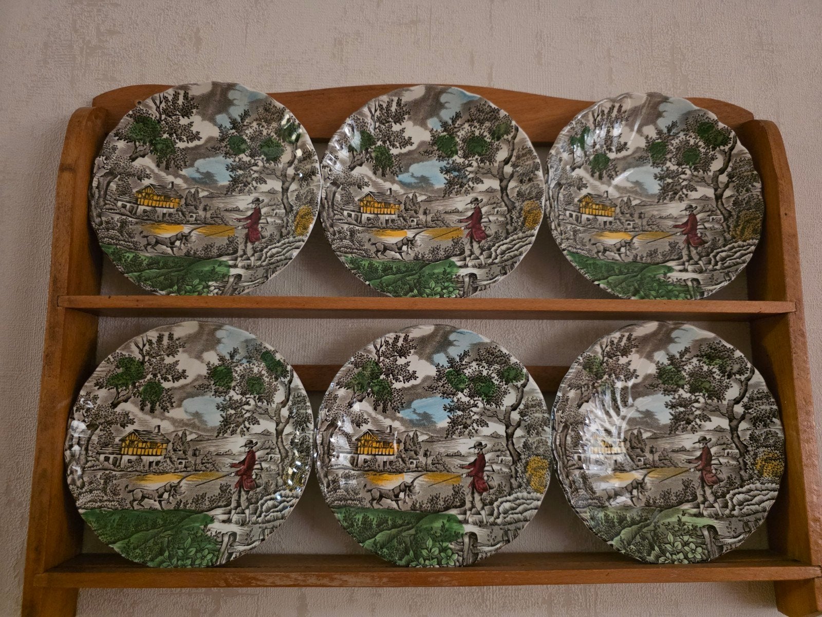 Set van 6 Myott The Hunter borden - Made in England, Ophalen