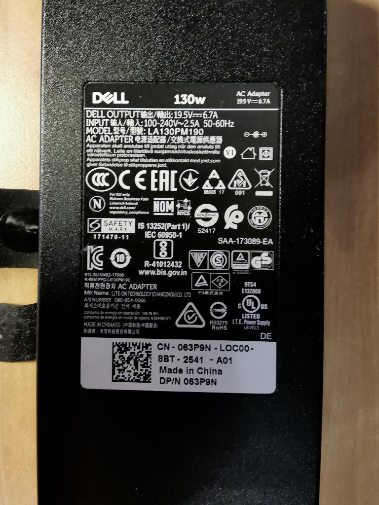 Dell Laptop Adapter Origineel LA130PM190 | 130W, Ophalen of Verzenden, Zo goed als nieuw, Dell oplader