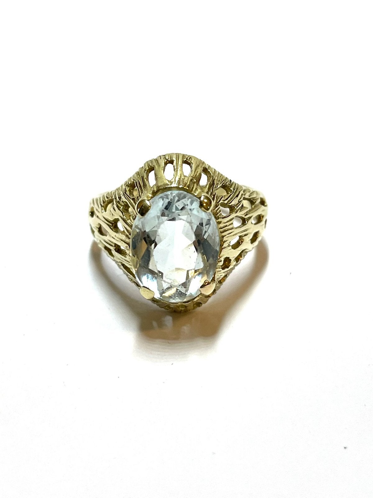14k gouden ring met een aquamarijn, -, -, Ophalen of Verzenden, Zo goed als nieuw