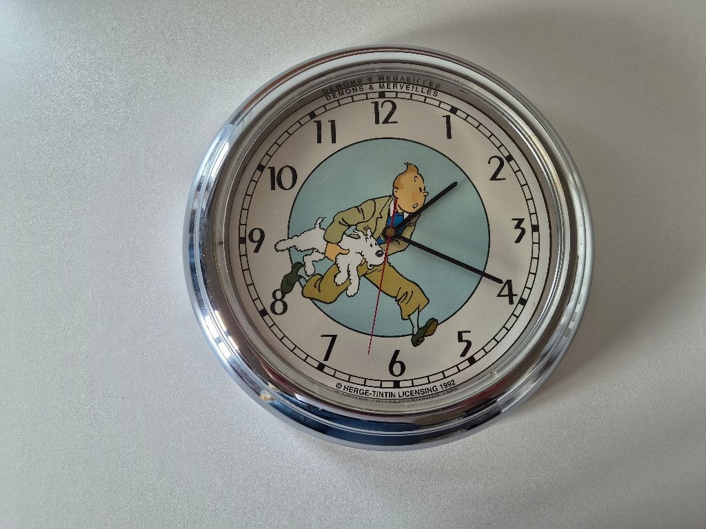 Kuifje / Tintin wandklok / klok, Ophalen of Verzenden, Kuifje, Zo goed als nieuw, Beeldje of Figuurtje