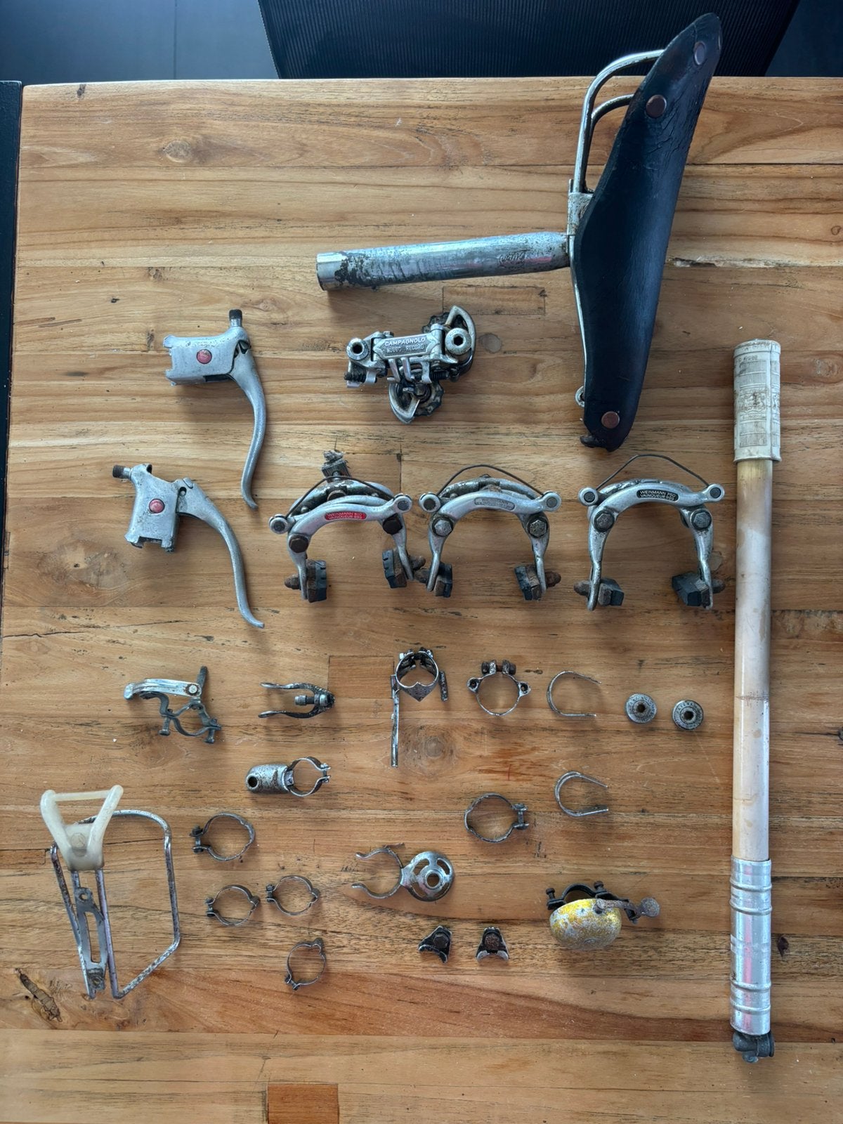 Vintage Campagnolo Brooks Weinmann racefiets onderdelen, Gebruikt, Overige typen, Kunststof, Ophalen of Verzenden