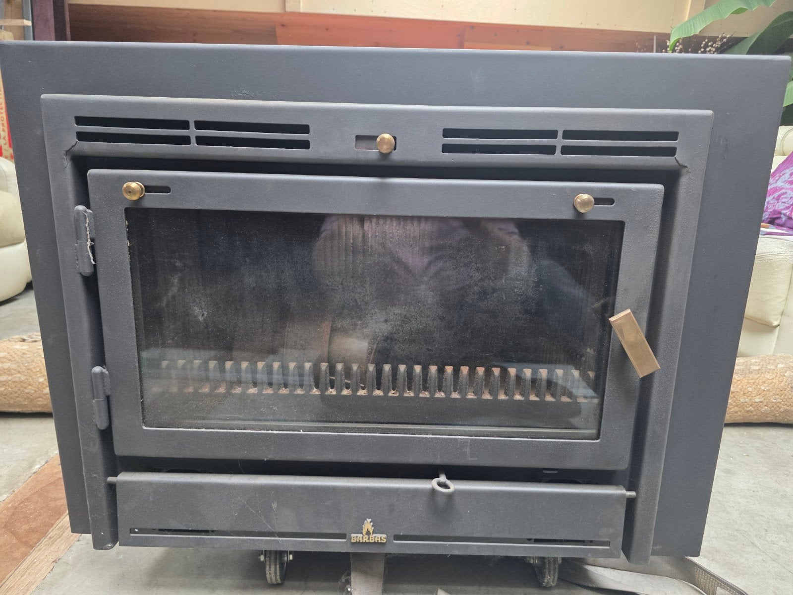 Barbas inbouwhoutkachel met aanjaagventilatoren, Huis en Inrichting, Ophalen, Gebruikt, Inbouwhaard, Houthaard
