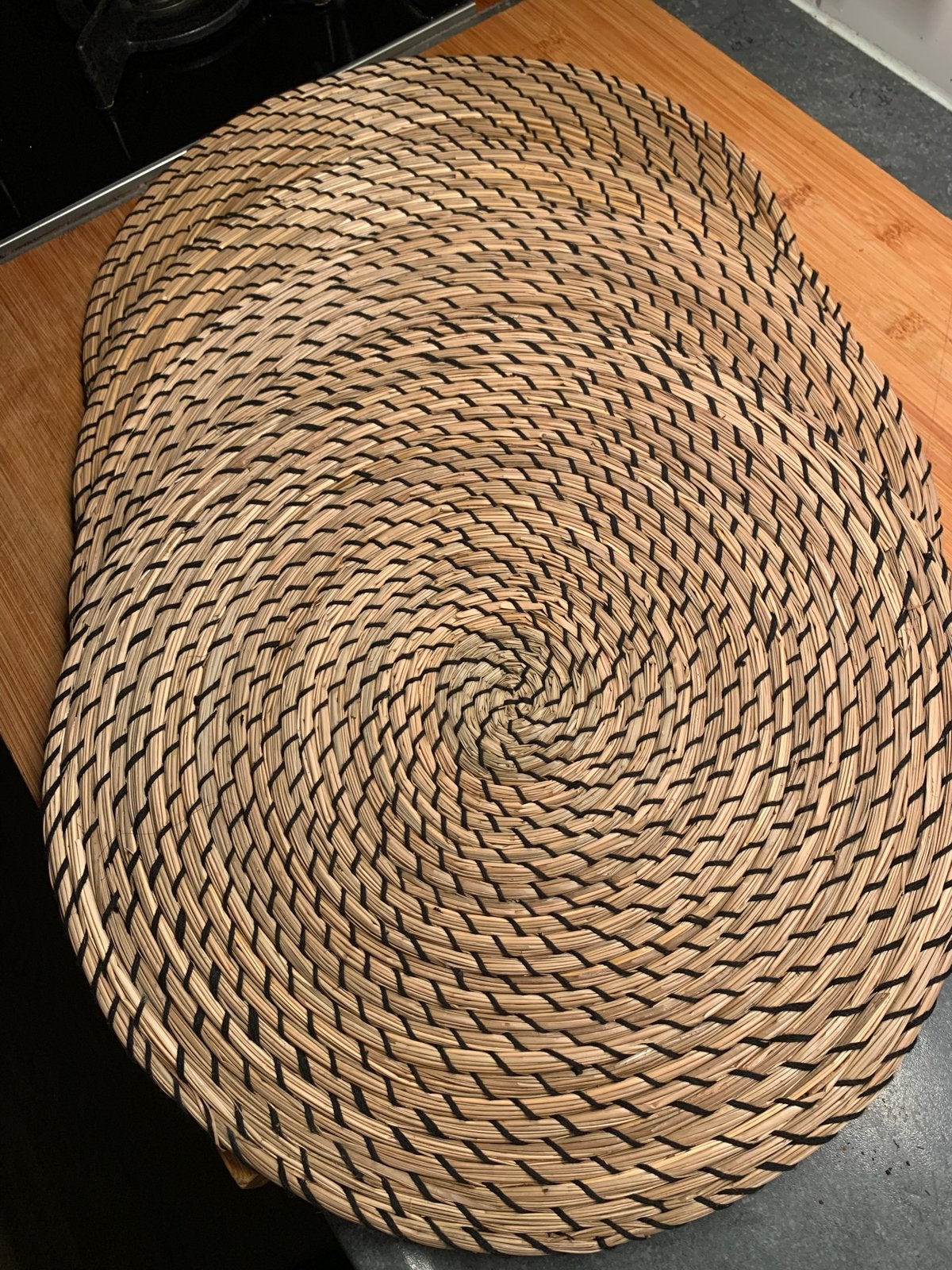 Set van 4 handgemaakte rieten placemats, Meerkleurig, Boho, Ophalen of Verzenden, Zo goed als nieuw