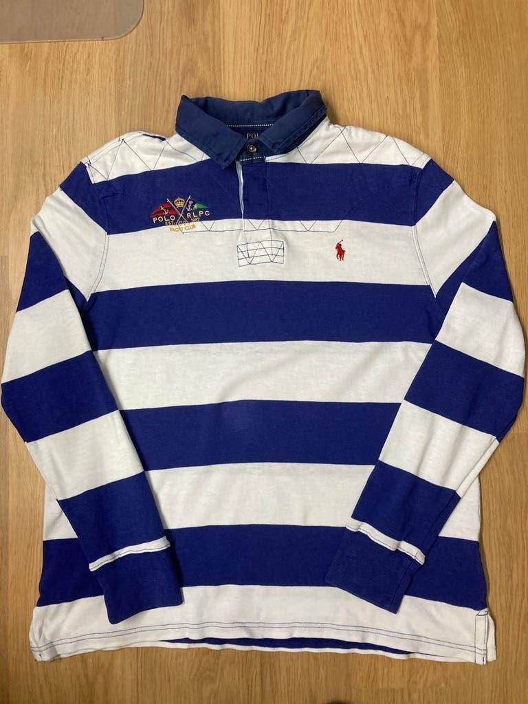 Ralph Lauren yacht club Rugbypolo - XL - - Blue - White, RALPH LAUREN, Blauw, Maat 56/58 (XL), Ophalen of Verzenden