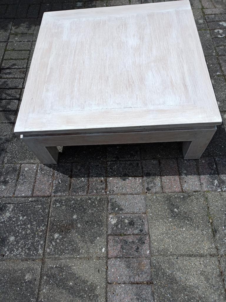 Stijlvolle salontafel - witgewassen eikenhout, Huis en Inrichting, Tafels | Salontafels, Ophalen, Gebruikt, 50 tot 100 cm, 50 tot 100 cm