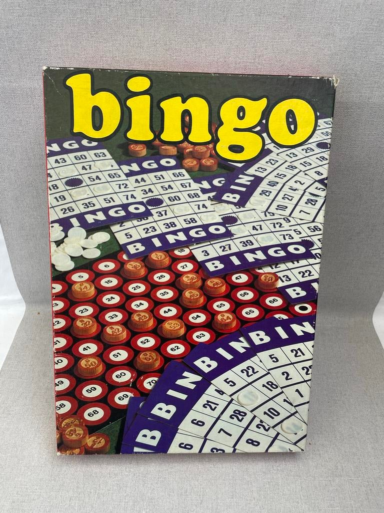 Vintage Bingo Spel - Compleet met Houten Fiches, Vijf spelers of meer, Ophalen of Verzenden, Gebruikt