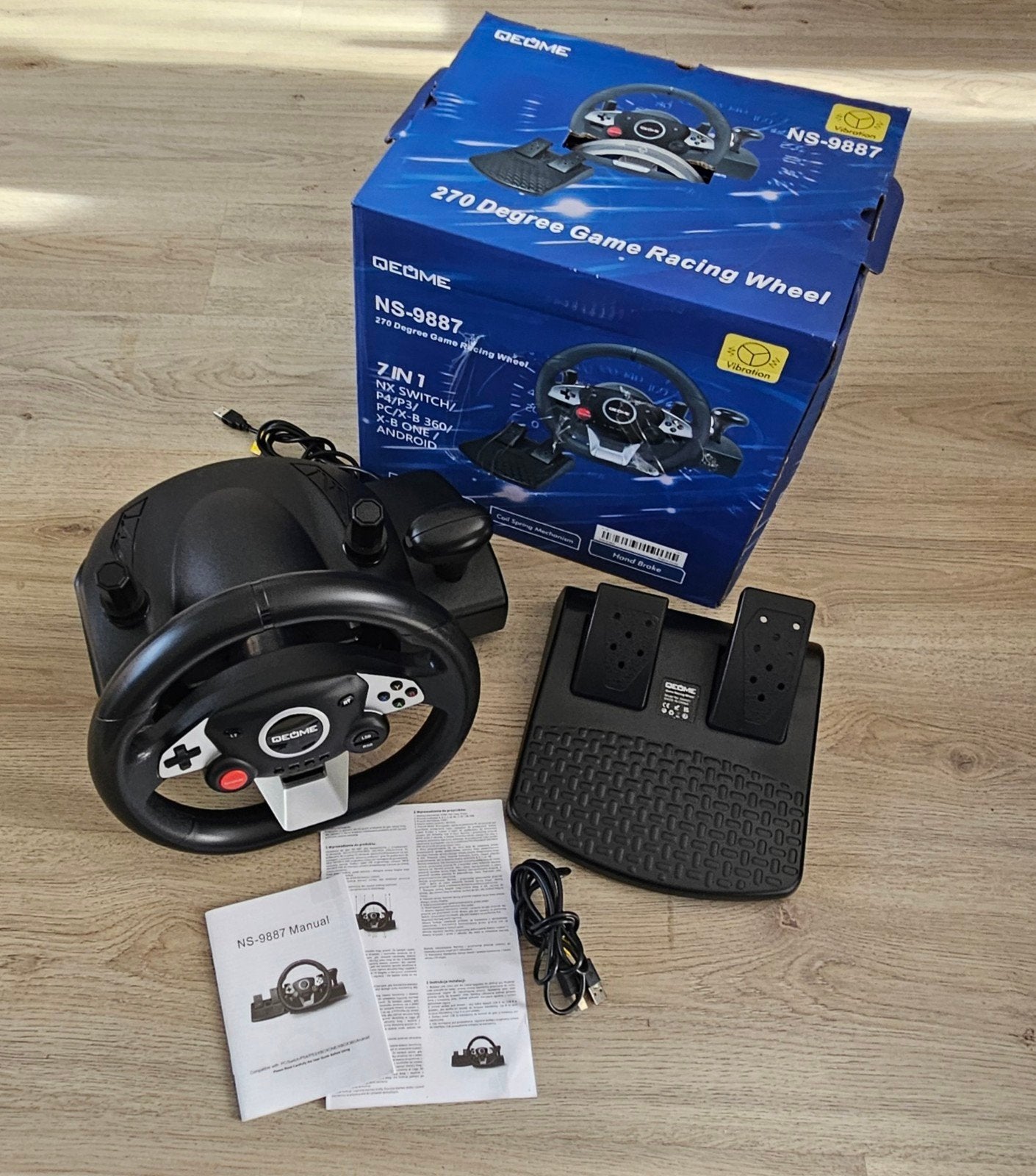 Racestuurset qeome ns-9887 7-in-1 met pedalen, Overige merken, Ophalen of Verzenden, Gebruikt, Racestuur