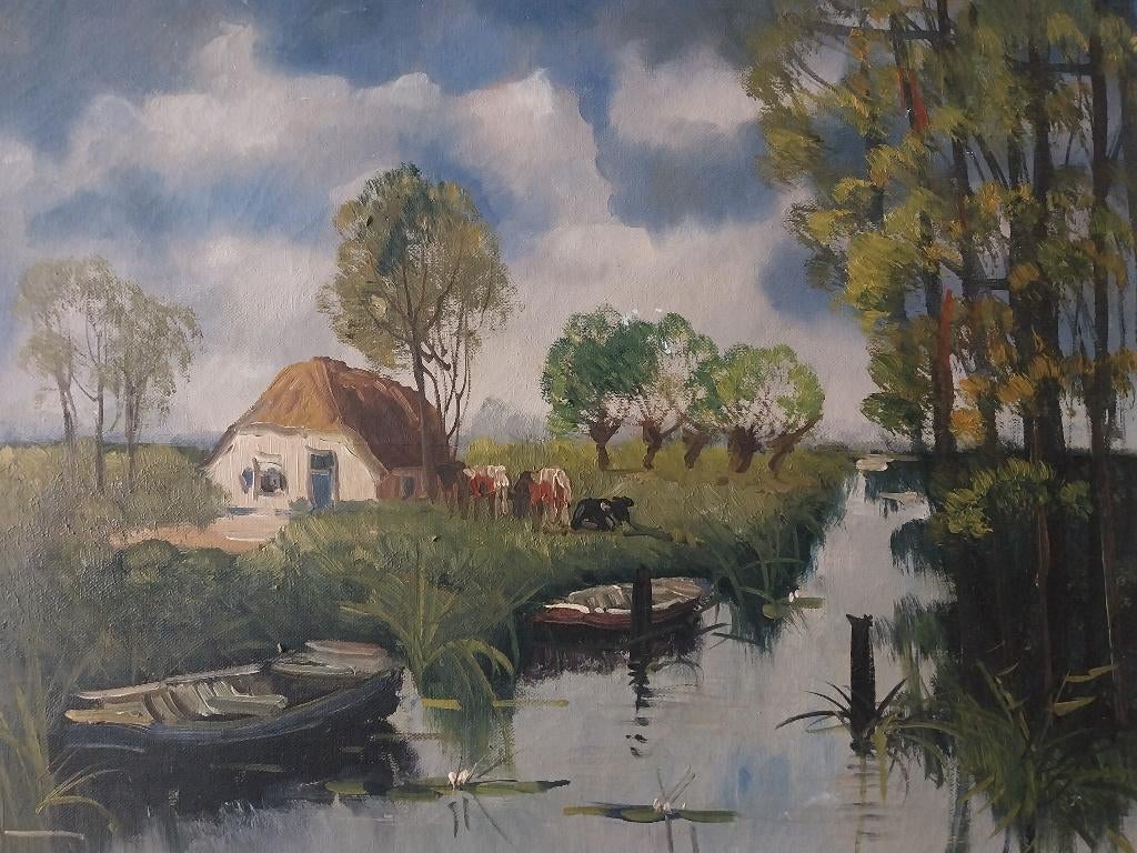 Jan Kelderman (1914-1990) - In de Beemster - 1960, Antiek en Kunst, Ophalen of Verzenden