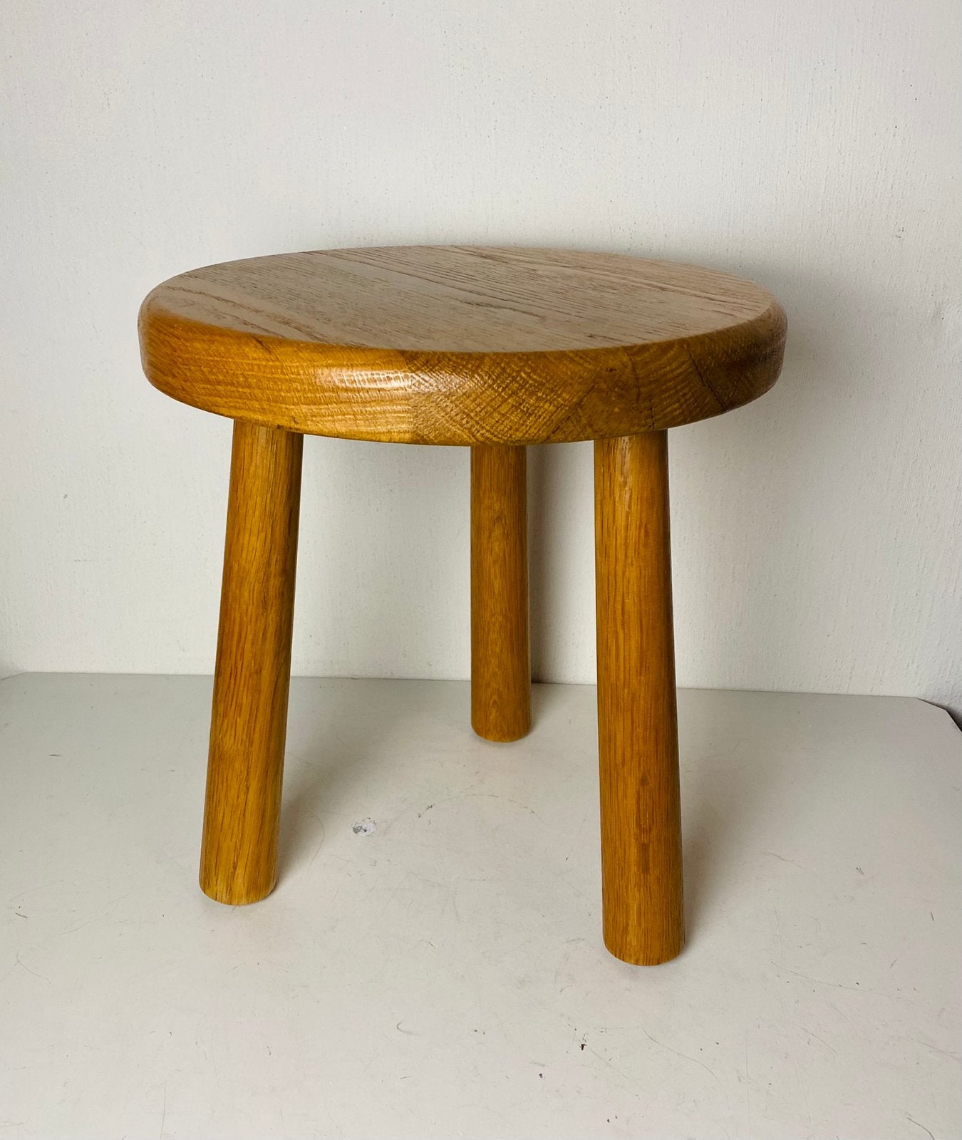 Brutalist eikenhouten kruk , jaren 70