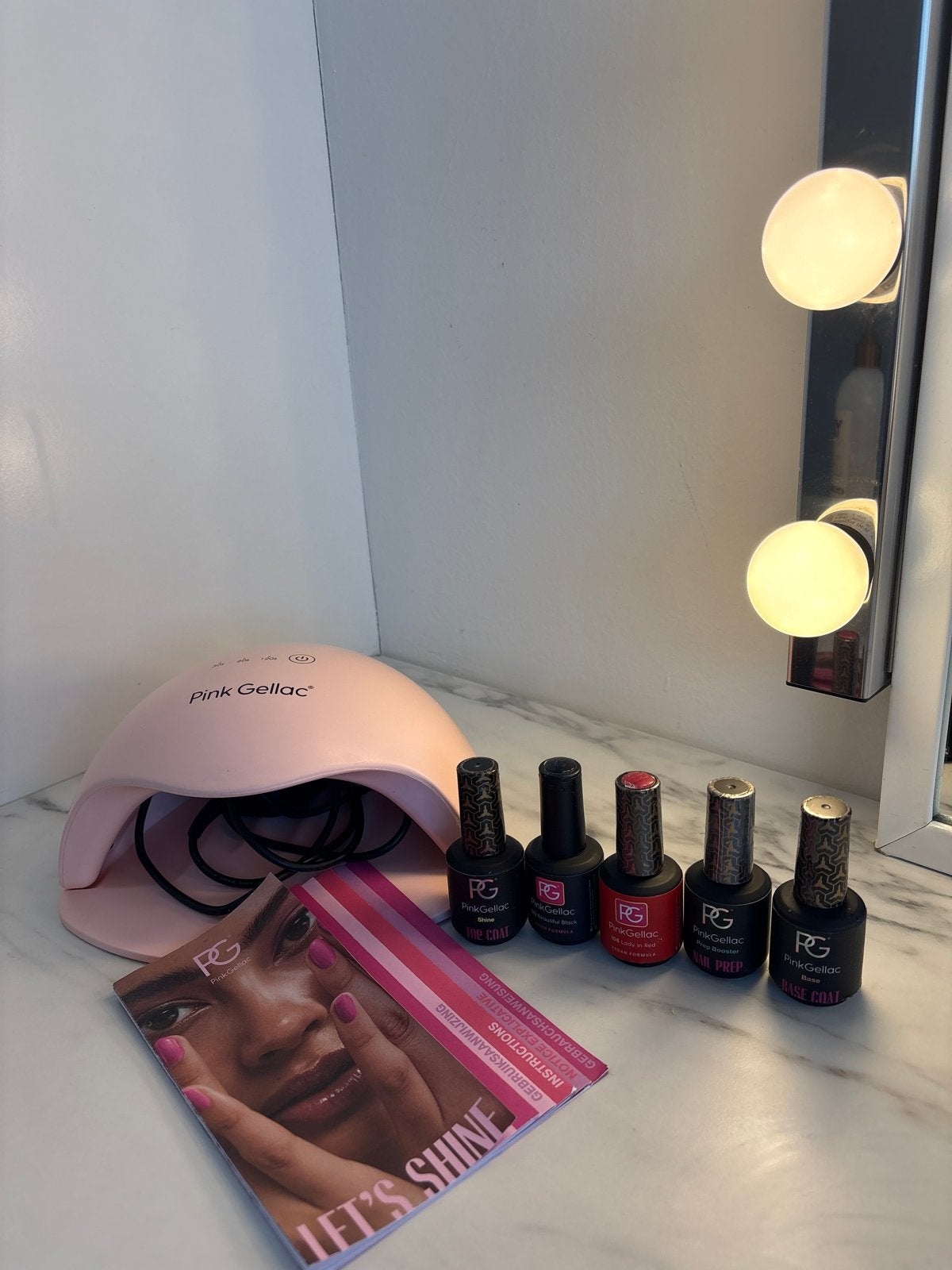 Pink Gellac Startpakket met UV/LED Lamp en Nagellak, Ophalen of Verzenden, Zo goed als nieuw, Handen en Nagels, Make-up