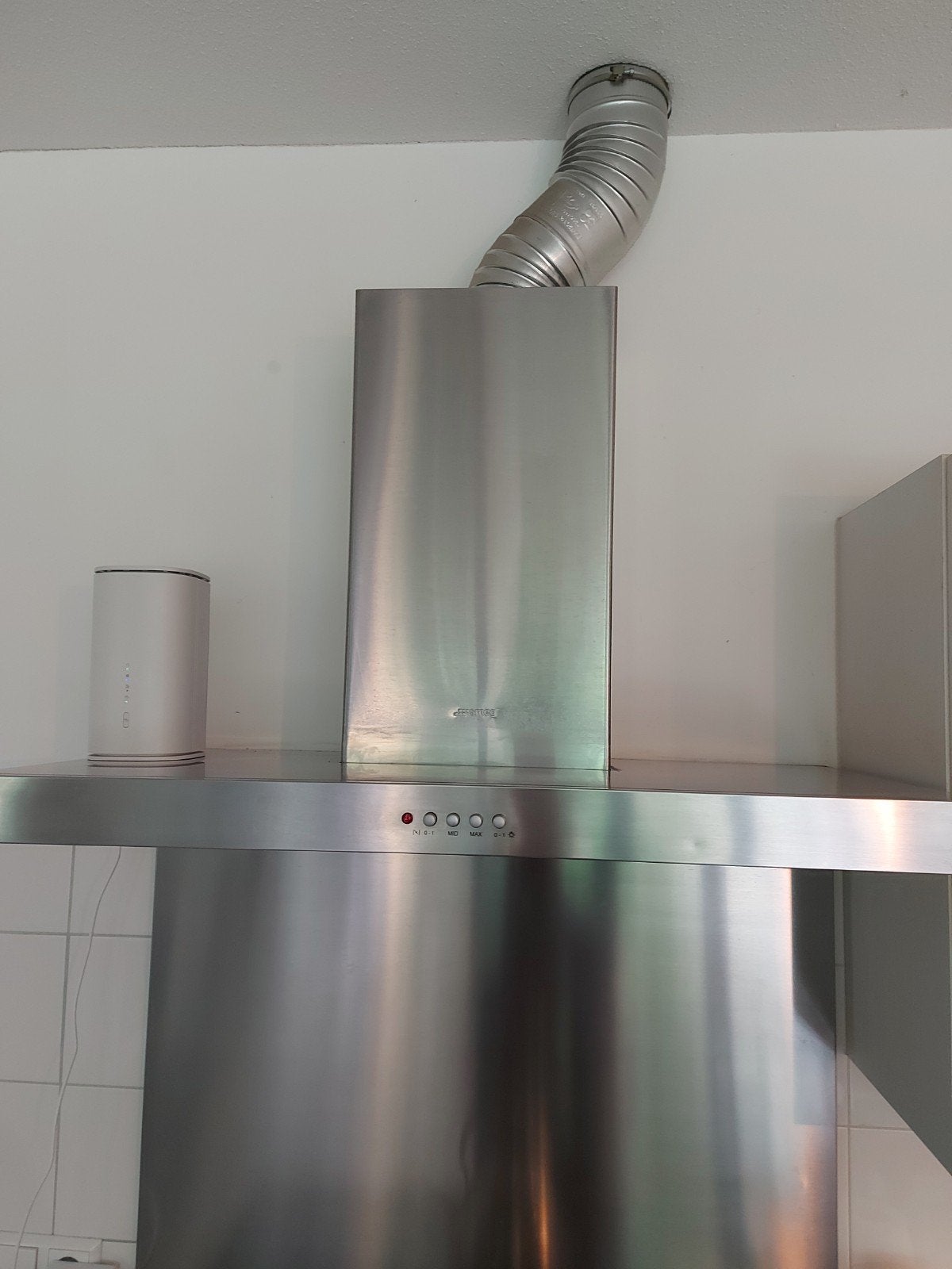 Smeg motorloze afzuigkap RVS, Ophalen, Gebruikt, Wandschouwkap, Motor