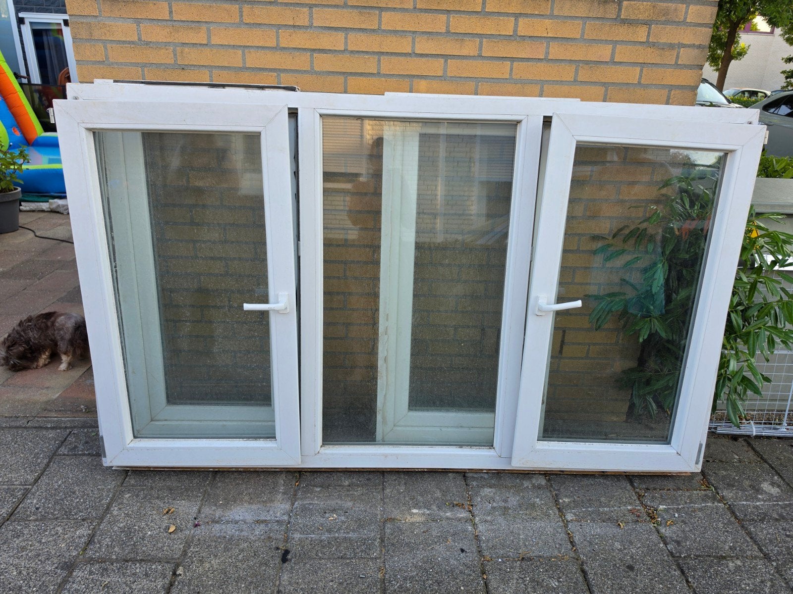 Gebruikte kunststof kozijnen met dubbelglas, Ophalen, Gevelraam of Ruit, Gebruikt, 120 tot 160 cm