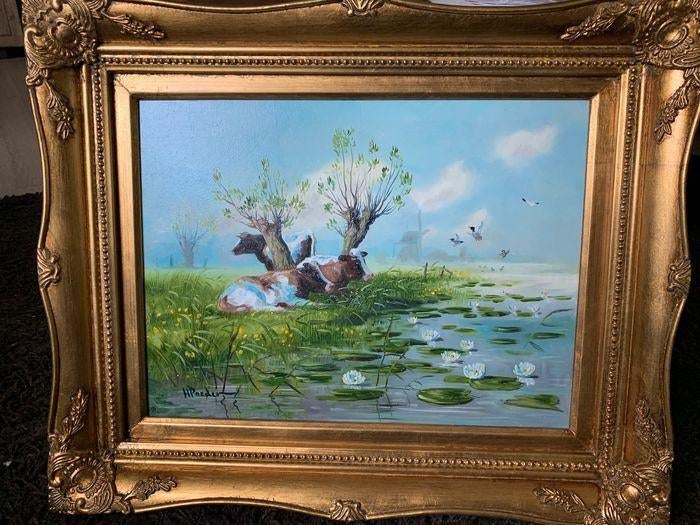 Koeien in de Hollandse polder, Antiek en Kunst, Kunst | Schilderijen | Klassiek, Ophalen of Verzenden