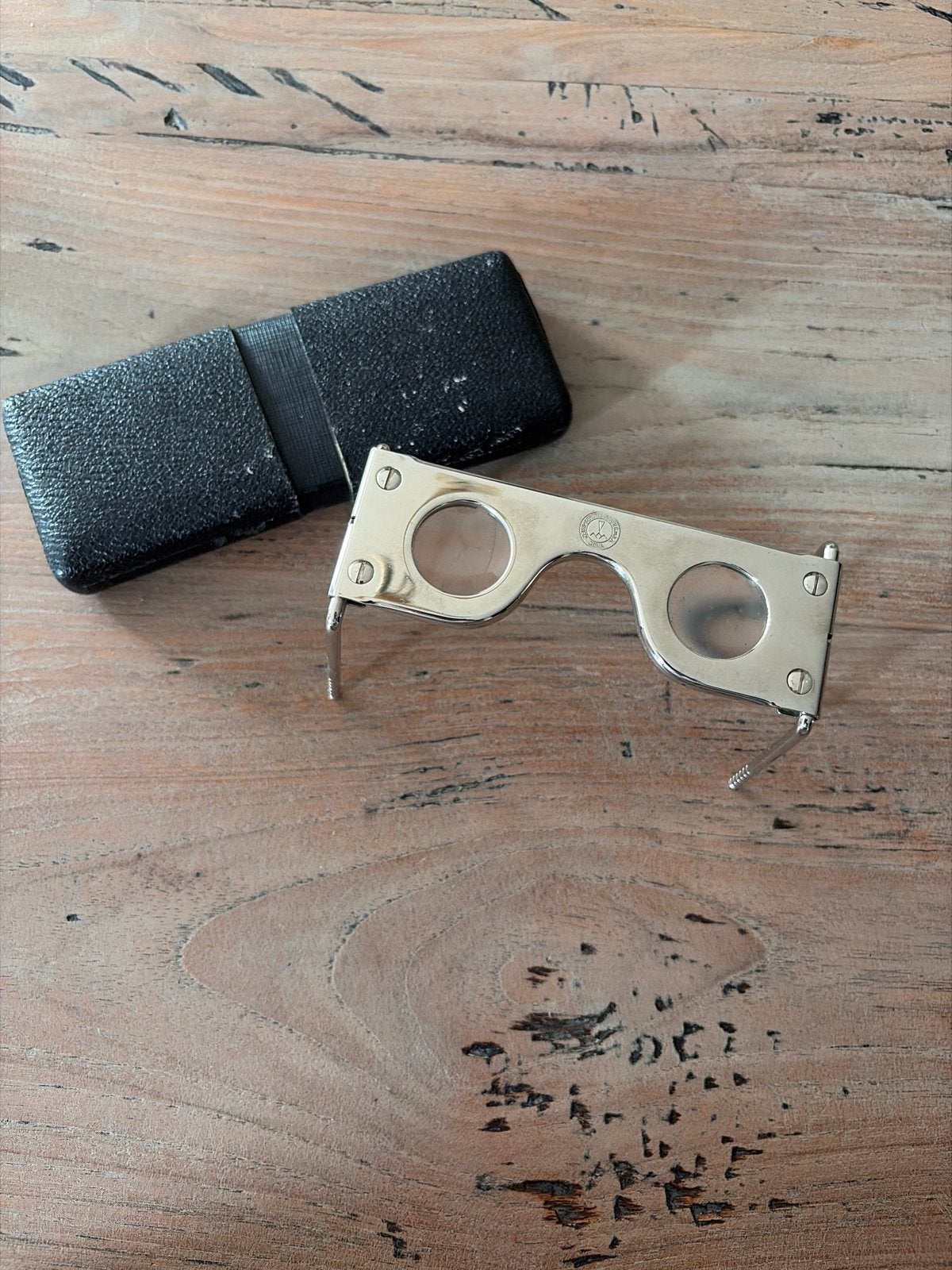 Vintage vergroot bril met Etui, Antiek en Kunst, Ophalen of Verzenden