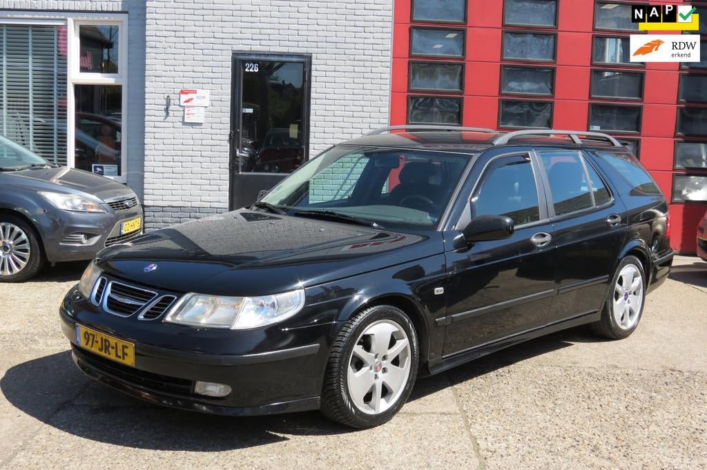 Saab 9-5 Estate 2.3t Arc , LPG G3 AUTOMAAT, Auto's, 4 cilinders, 2290 cc, Leder en Stof, Zwart