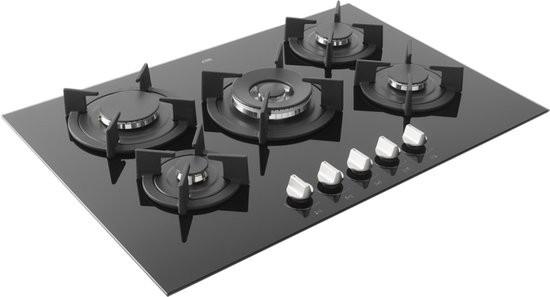 Nieuwe Etna KGG673ZTA Zwart Gas op Glas 5 pits retourproduct, Nieuw, Ophalen of Verzenden, Inbouw, Gas
