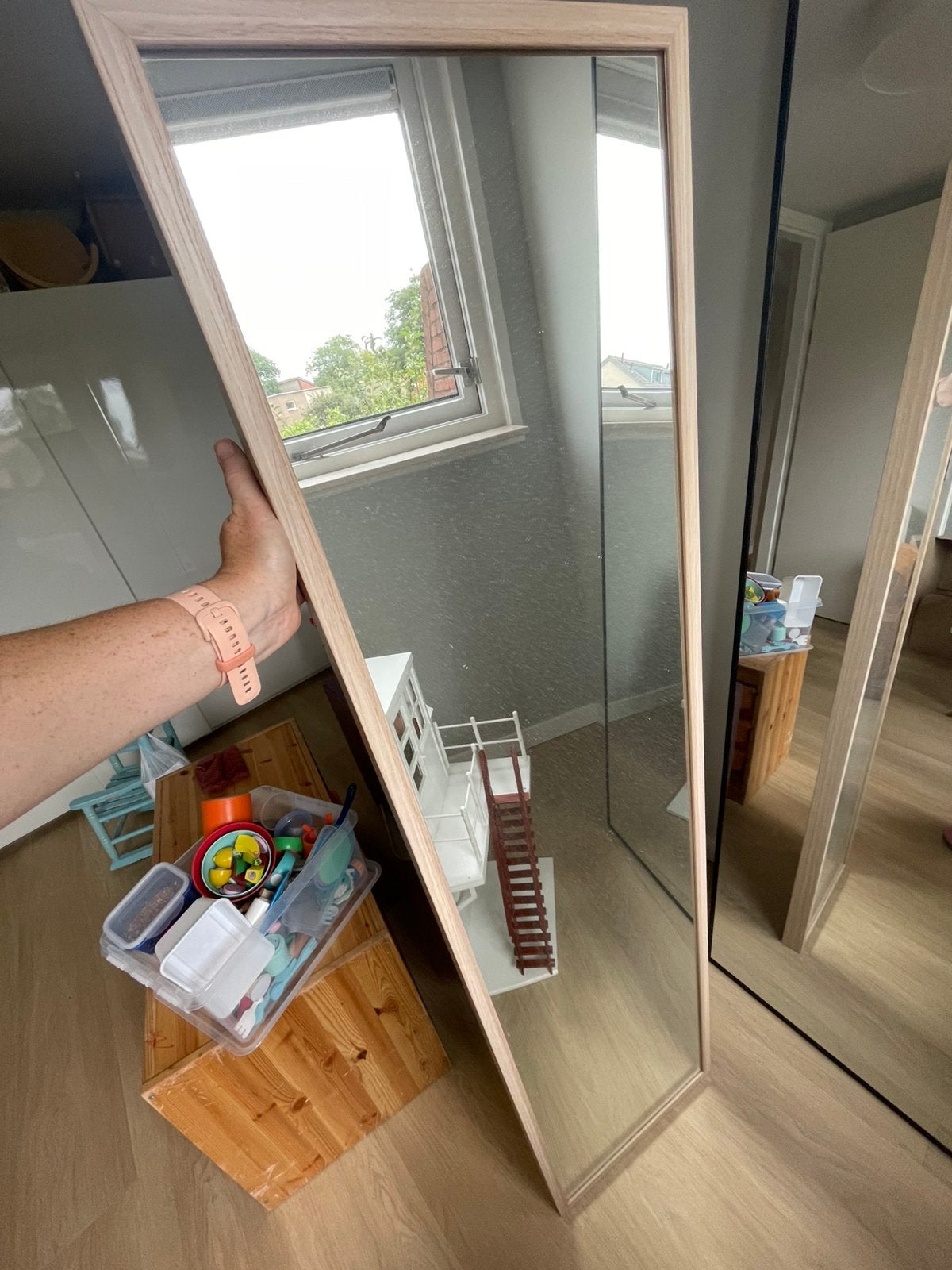 Passpiegel, Huis en Inrichting, Woonaccessoires | Spiegels, Ophalen, Minder dan 50 cm, Zo goed als nieuw, 150 tot 200 cm