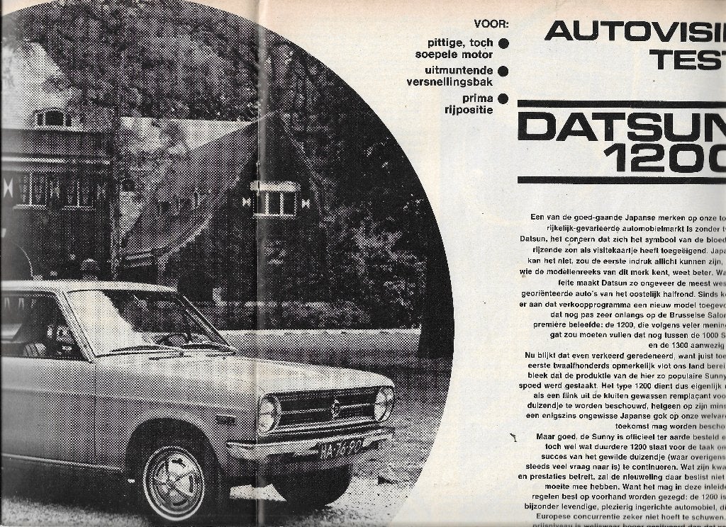Roadtest DATSUN 1200, Autovisie 1970., Algemeen, Nieuw, Ophalen of Verzenden, Autovisie