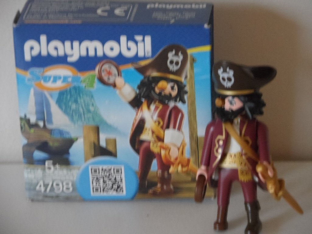 Playmobil Super 4 Piraat met doos - Set 4798, Kinderen en Baby's, Complete set, Ophalen of Verzenden, Zo goed als nieuw, Figuren