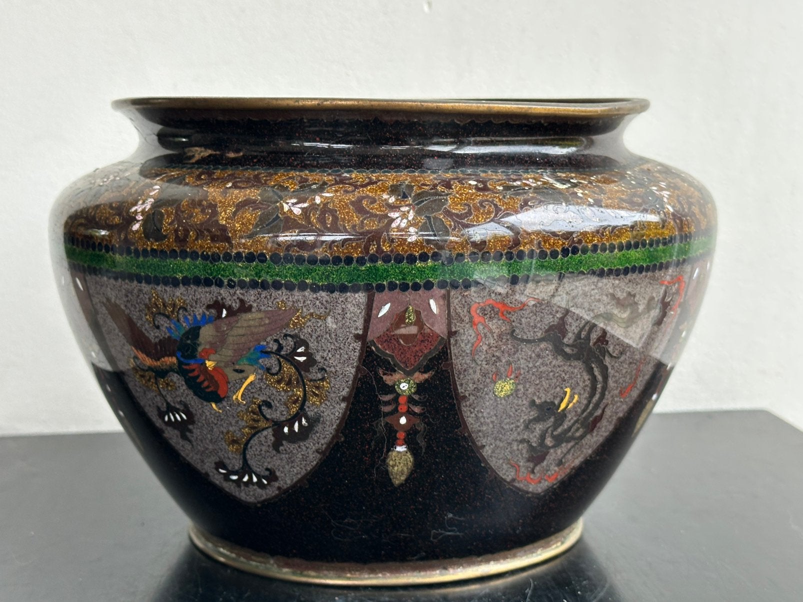 Atiek Aziatisch grote cloisonne pot / bloempot, Ophalen of Verzenden