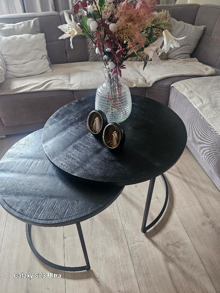 Ronde salontafel set (2 delig), Ophalen, 50 tot 100 cm, 50 tot 100 cm, Zo goed als nieuw