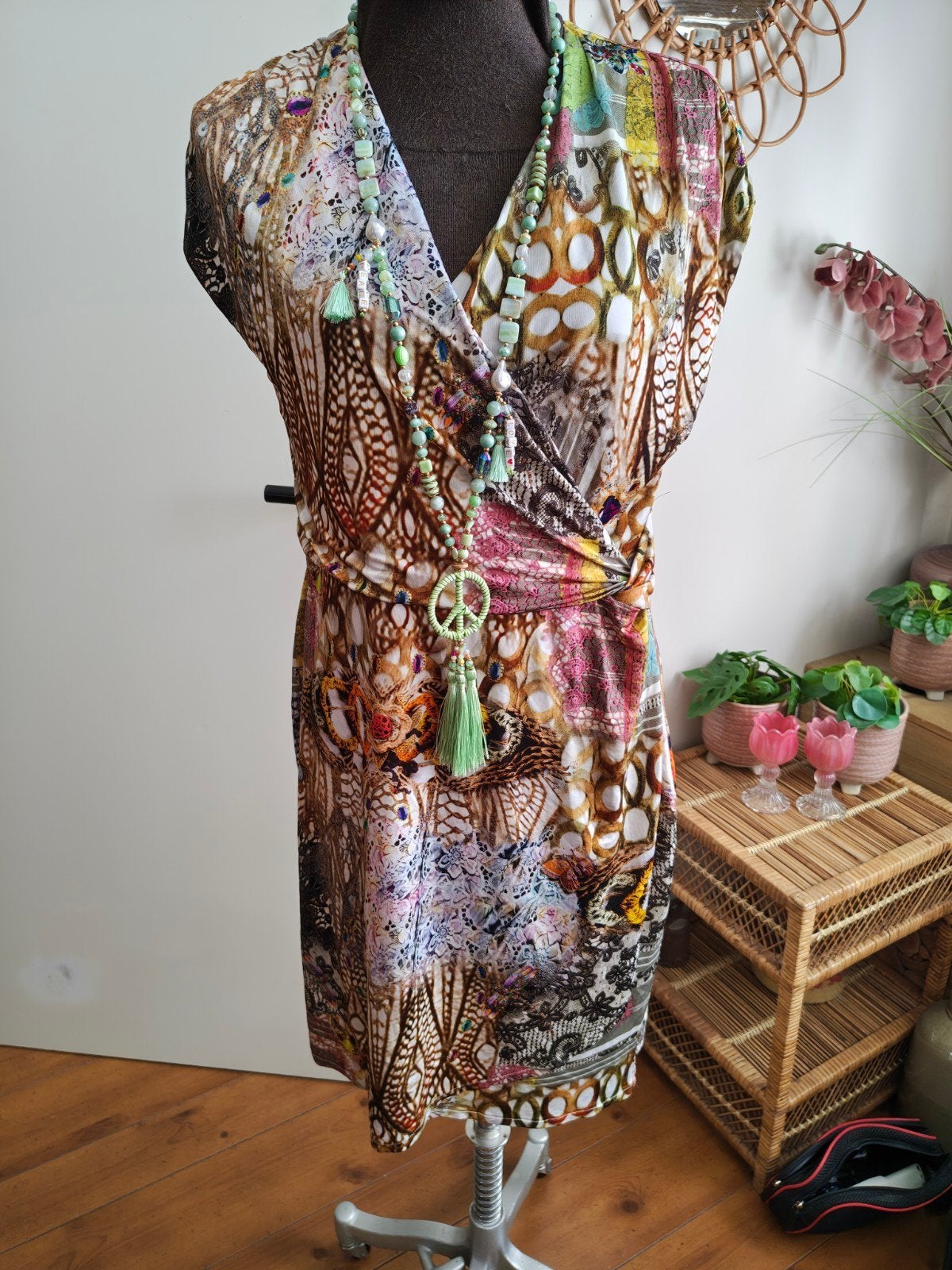 jurk kreukvrij stretch maat 44 46, Kleding | Dames, Jurken, Meerkleurig, Maat 46/48 (XL) of groter, Ophalen of Verzenden, Knielengte