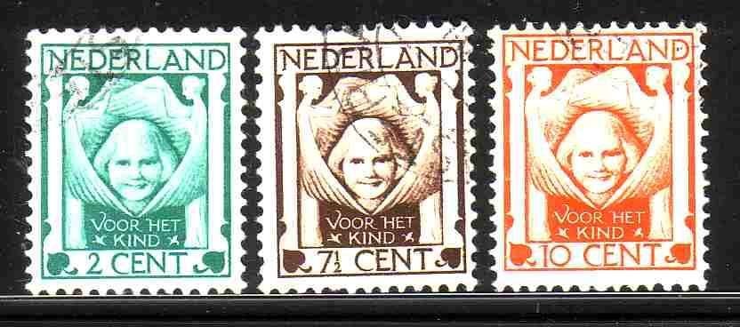 Nederland 1924 141/143 Kind, Gest, Ophalen of Verzenden, T/m 1940, Gestempeld