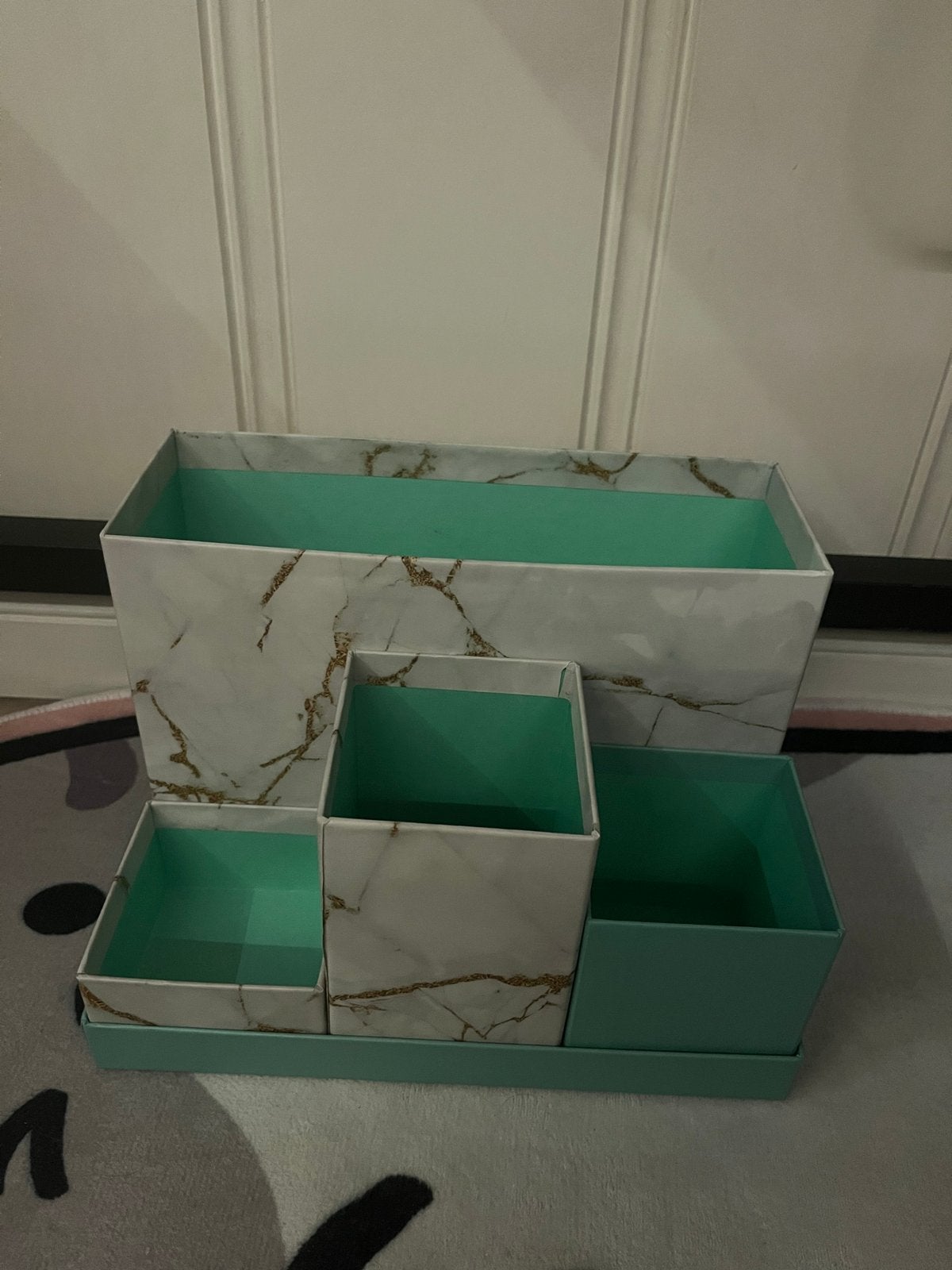 Bureau Organizer Marmerlook met Mintgroene Binnenkant, Meerkleurig, Ophalen of Verzenden, Zo goed als nieuw, Modern