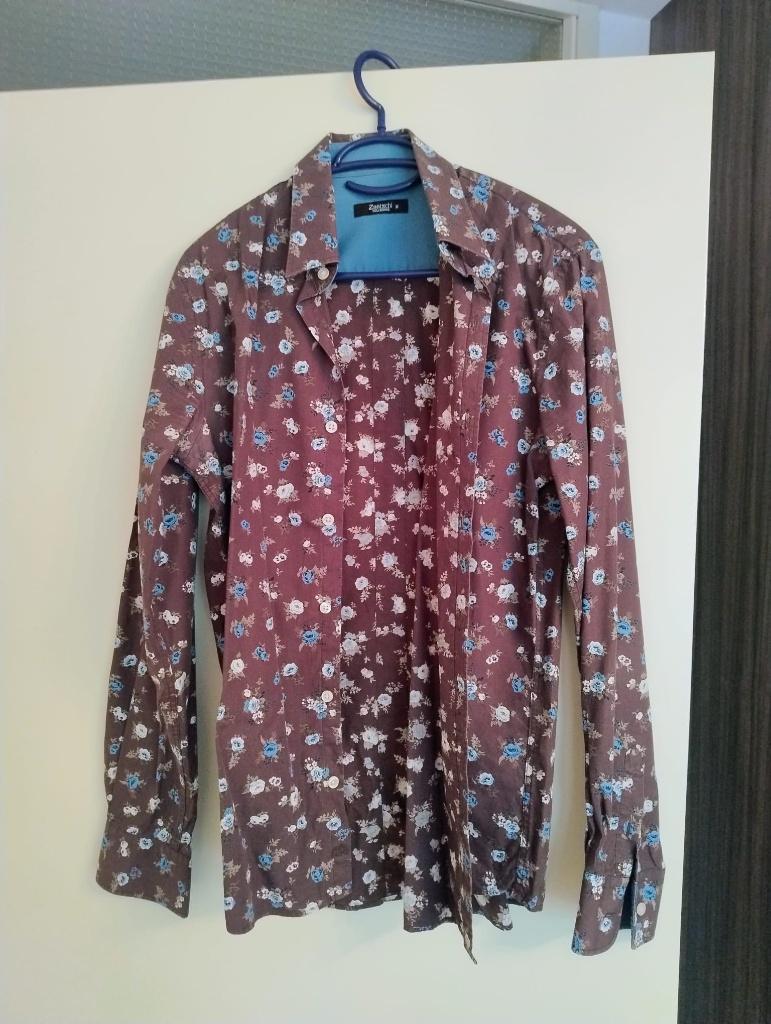 Geprint overhemd van Zaatxchi - maat M -, Kleding | Heren, Ophalen of Verzenden, Zo goed als nieuw, Bruin, Halswijdte 39/40 (M)