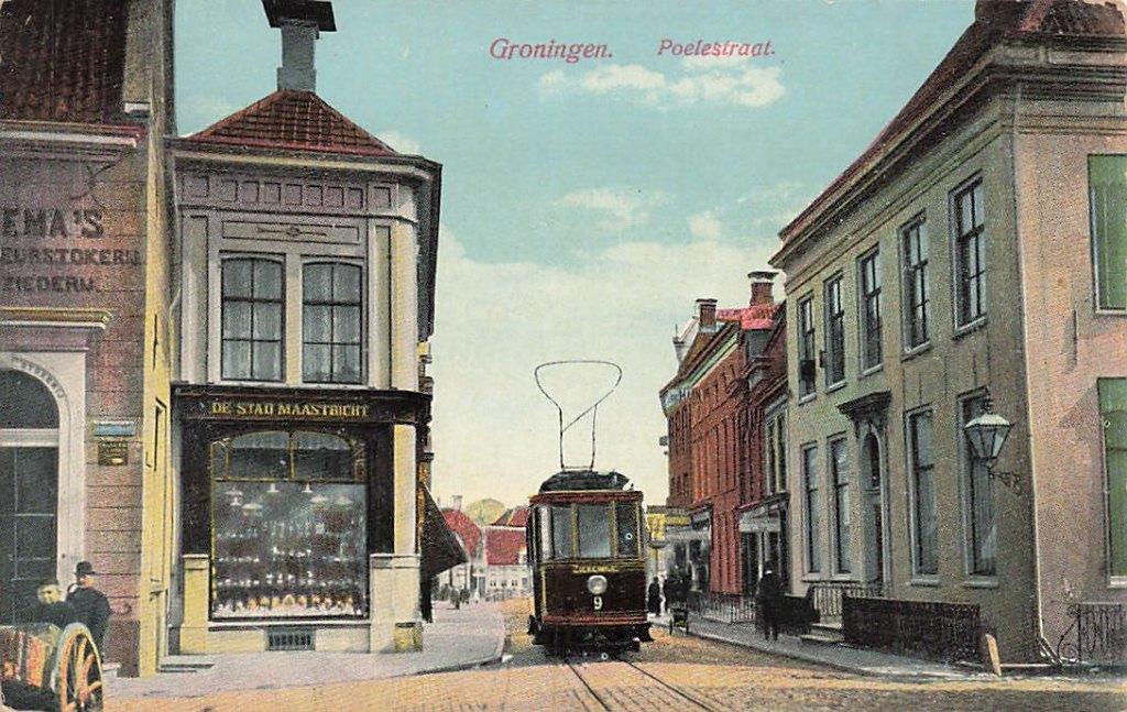 AM139 Groningen Poelestraat tram 1914, Verzenden, Voor 1920, Gelopen, Groningen