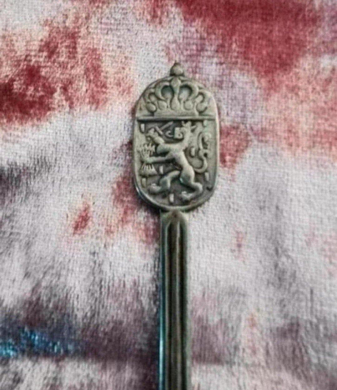 Antieke zilveren lepel met Nederlands wapen, Ophalen of Verzenden