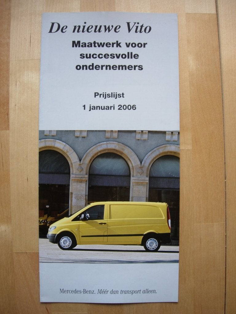 Mercedes Vito Prijslijst Brochure 2006, Zo goed als nieuw, Mercedes-Benz, Mercedes, Ophalen of Verzenden