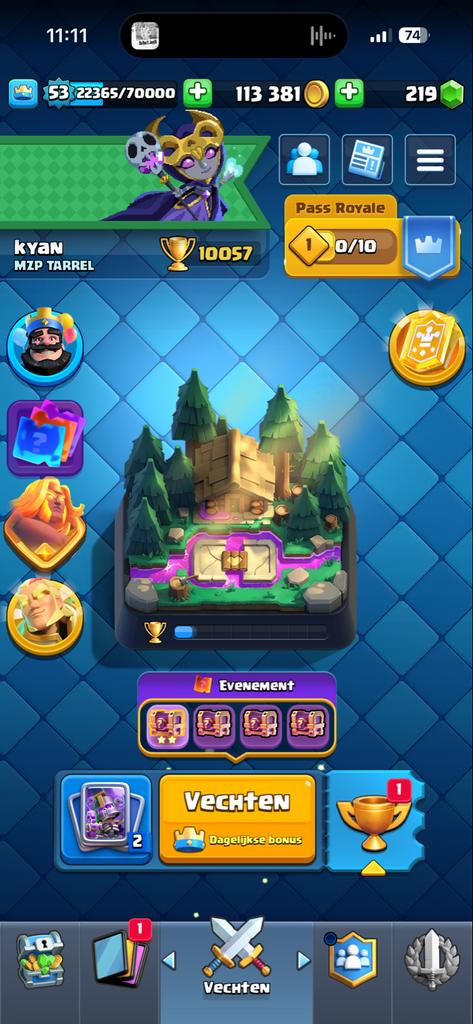 Clash Royale - Level 53, 10057 Trofeeën, Online, Gebruikt, 1 speler, Ophalen of Verzenden
