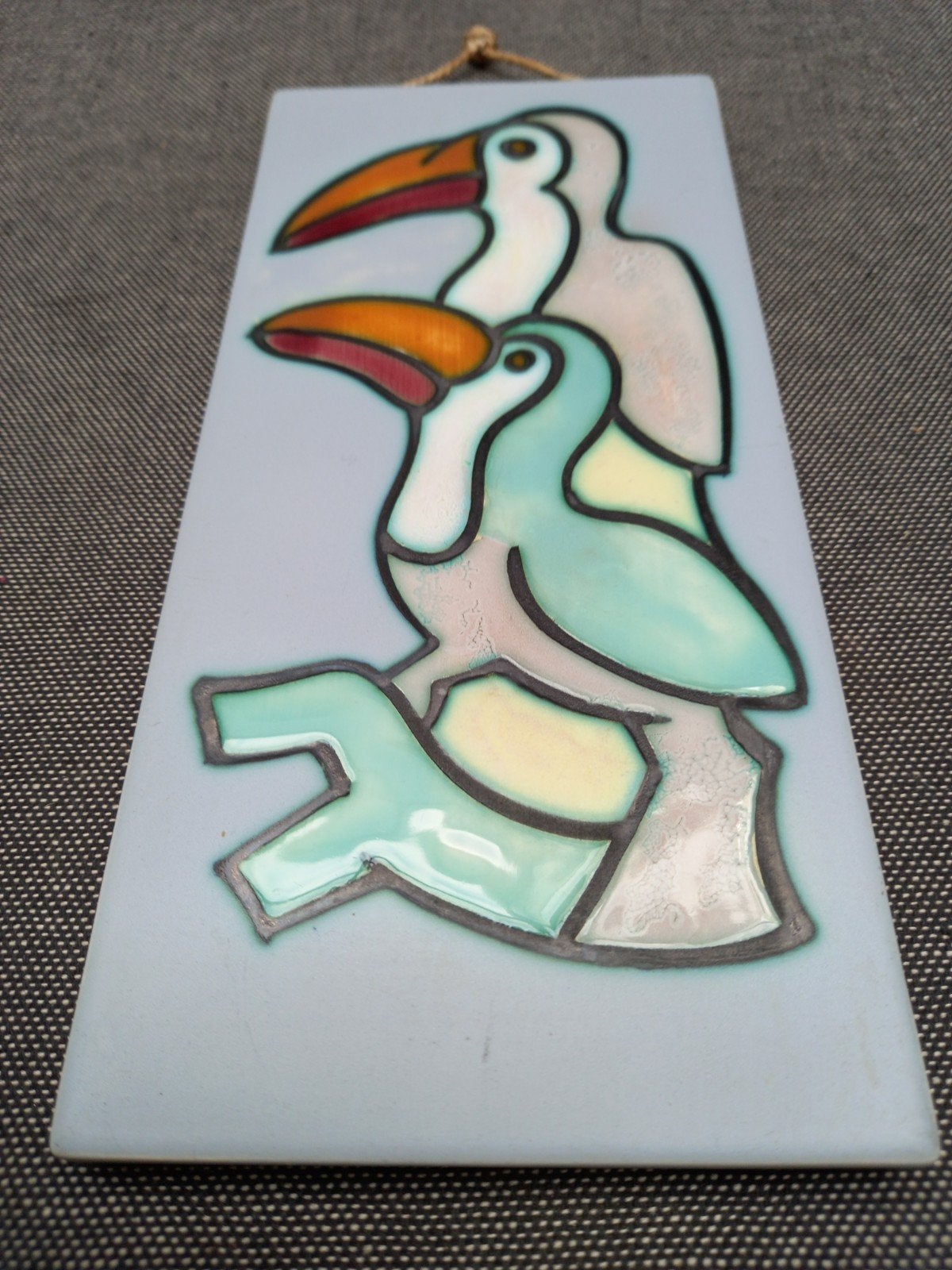 Vintage wandtegel Toekans of Kaketoes eind jaren '50., Antiek en Kunst, Ophalen of Verzenden