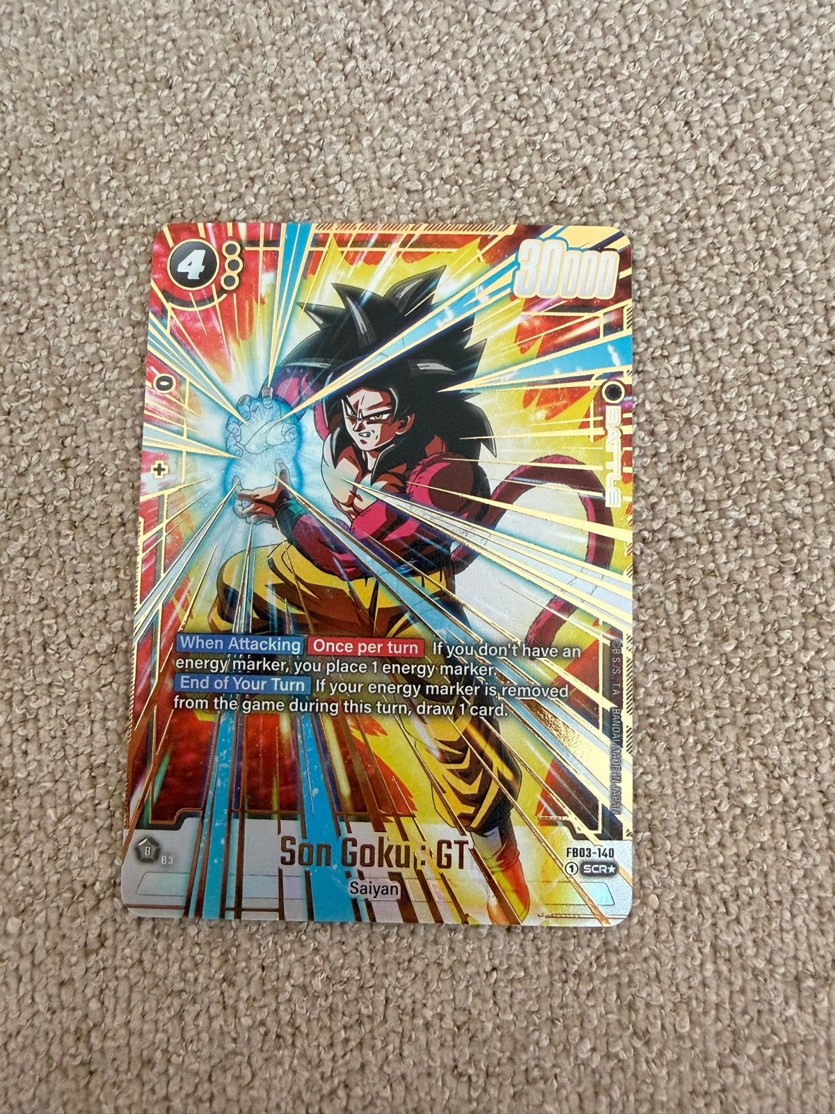 Son Goku: GT FB03-140 SCR Dragon Ball Fusion World Kaart, Ophalen of Verzenden, Zo goed als nieuw, Losse kaart