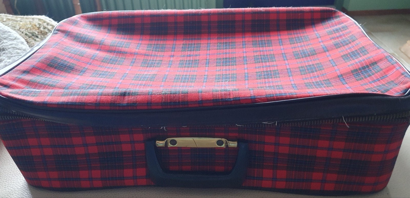 Vintage ruitjes koffer opvouwbaar, Ophalen of Verzenden, Overige materialen, Minder dan 50 cm