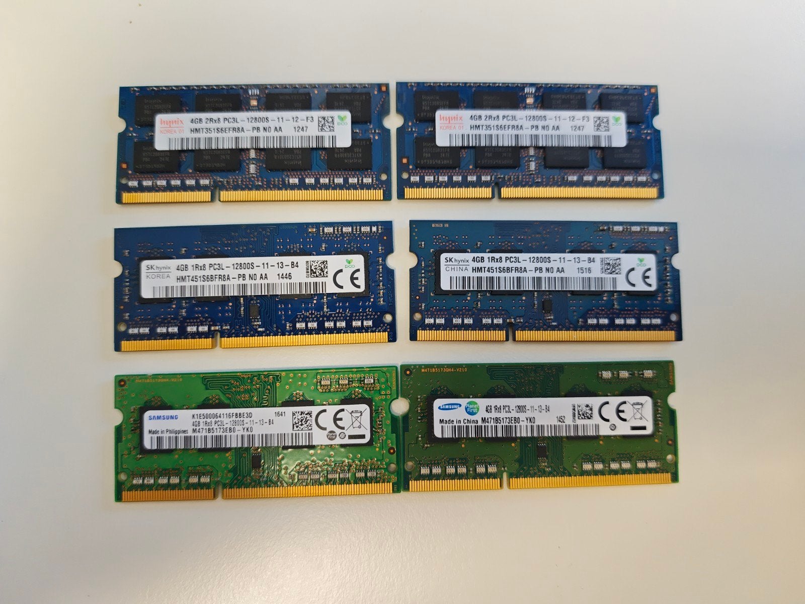 6x 4GB PC3L RAM Geheugenmodules voor Laptop, Computers en Software, RAM geheugen, Gebruikt, DDR3, Ophalen of Verzenden, Laptop