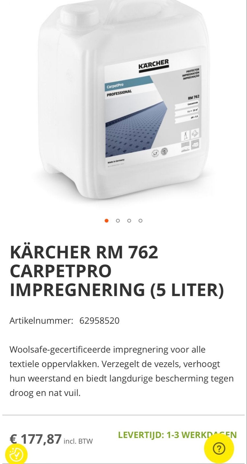 Kärcher CarpetPro RM 762 Tapijtreiniger - Nieuwe Fles, Ophalen of Verzenden, Schoonmaakmiddel
