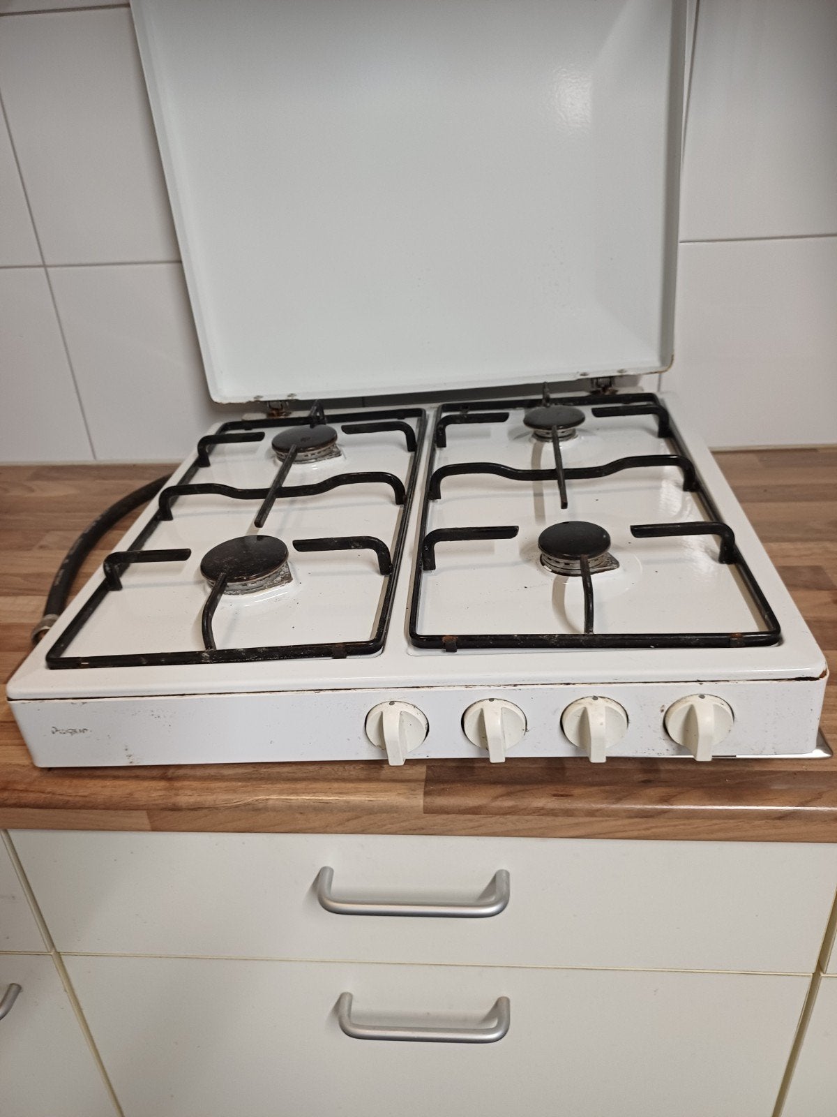 Pelgrim 4-pits gasfornuis - Wit, vrijstaand, Witgoed en Apparatuur, Gebruikt, 60 cm of meer, Gas, Vrijstaand