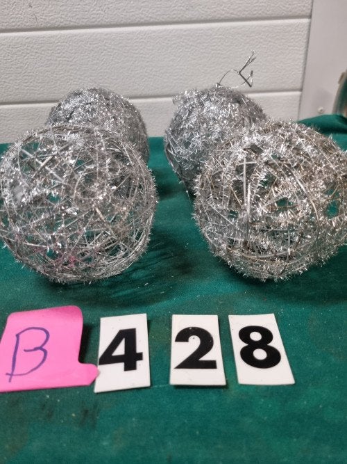 kerstballen gaas groot zilverkleurig 4x [b 428], Antiek en Kunst, Ophalen of Verzenden
